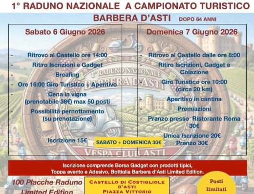 1° RADUNO NAZIONALE A CAMPIONATO TURISTICO BARBERA D’ASTI